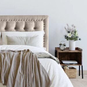 Respaldo de Cama Capitoné Frame Tachas Lino Beige