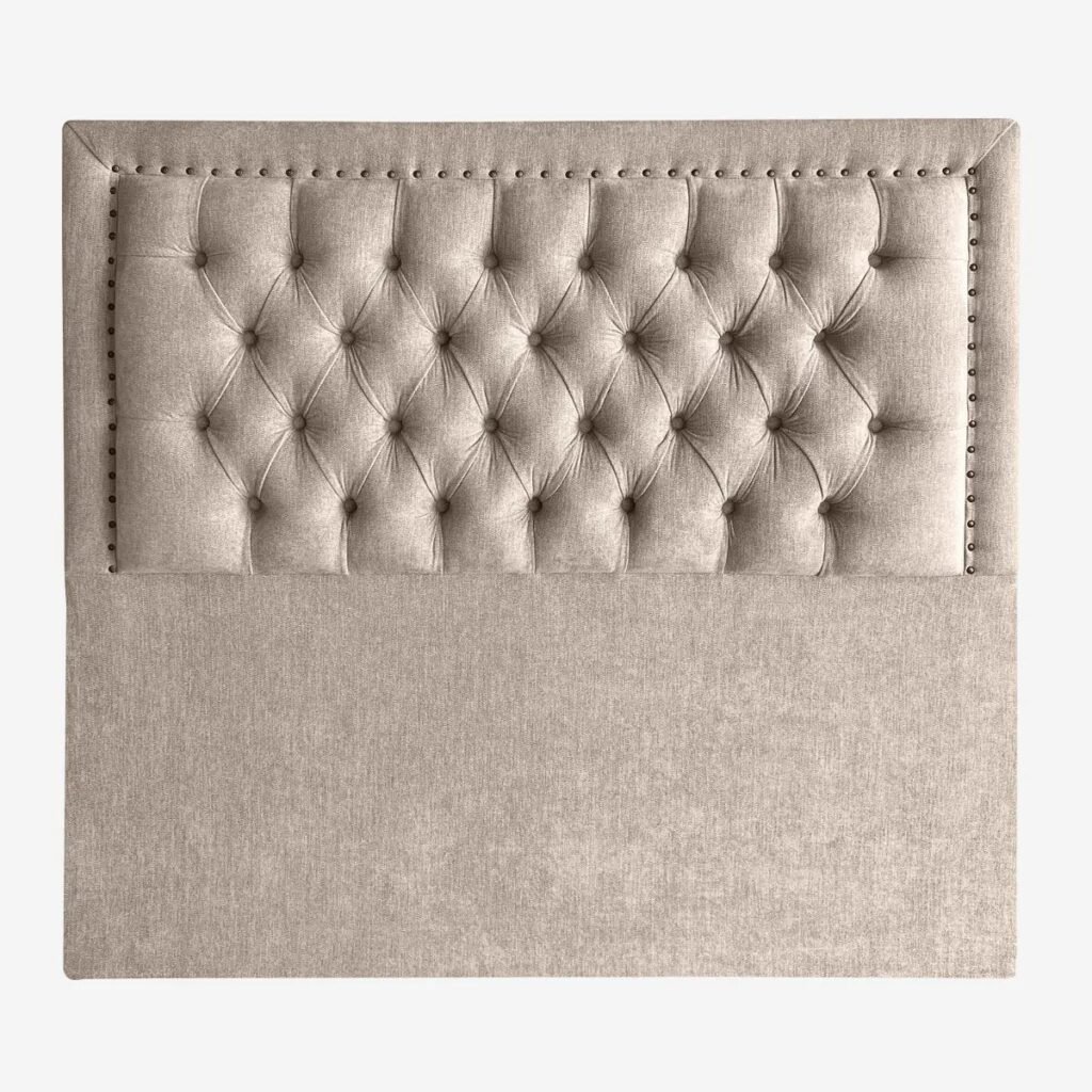 Respaldo de Cama Capitoné Frame Tachas Lino Beige