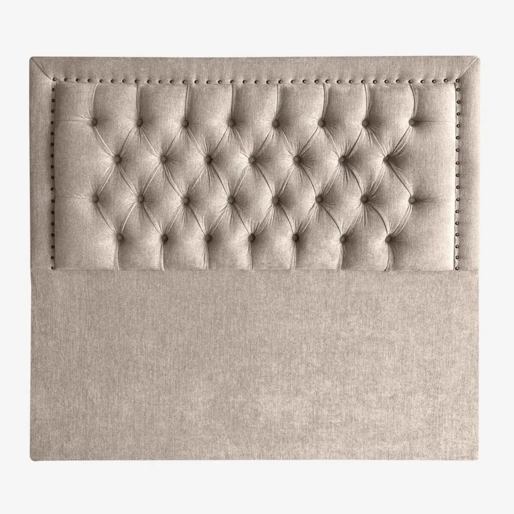 Respaldo de Cama Capitoné Frame Tachas Lino Beige
