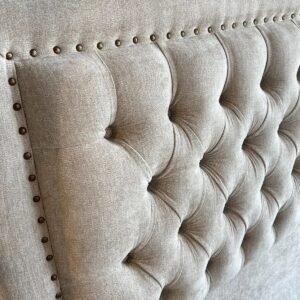 Respaldo de Cama Capitoné Frame Tachas Lino Beige