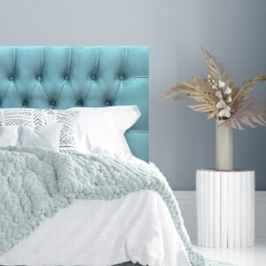 Respaldo de Cama Capitoné Premium Felpa Turquesa