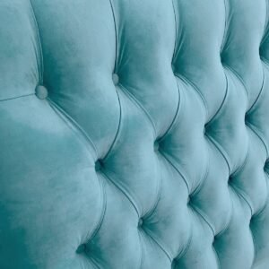 Respaldo de Cama Capitoné Premium Felpa Turquesa