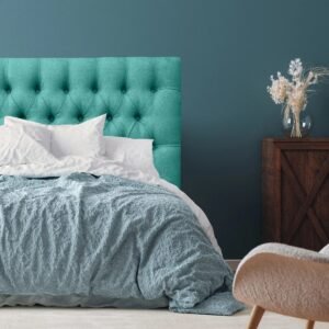 Respaldo de Cama Capitoné Premium Lino Turquesa