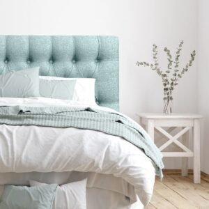 Respaldo de Cama Capitoné Premium Lino Verde Jeans