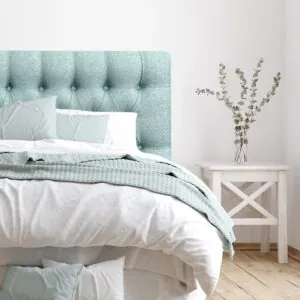 Respaldo de Cama Capitoné Premium Lino Verde Jeans