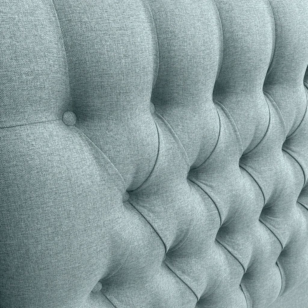 Respaldo de Cama Capitoné Premium Lino Verde Jeans