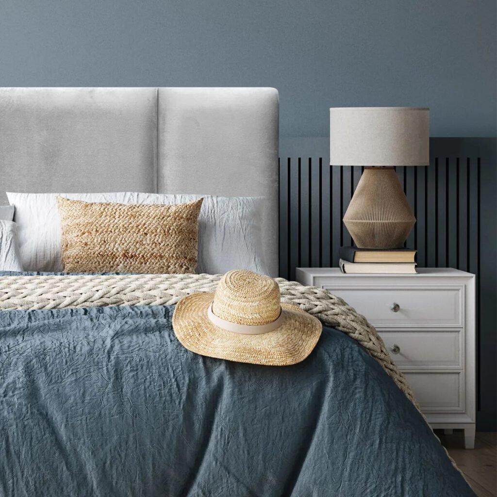 Respaldo de Cama Block Felpa Gris Plata