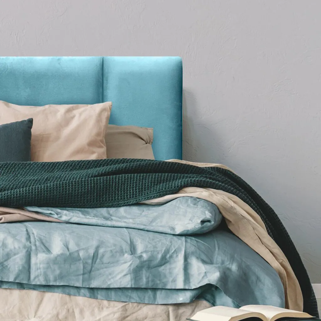 Respaldo de Cama Block Felpa Turquesa