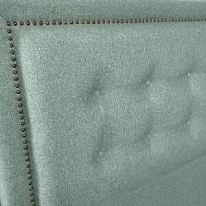 Respaldo de Cama Botoné Frame Tachas Lino Verde Jeans