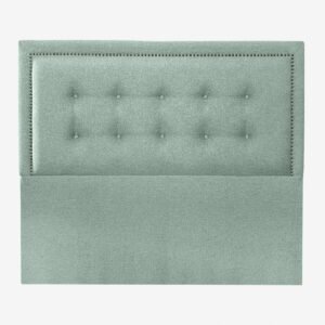 Respaldo de Cama Botoné Frame Tachas Lino Verde Jeans