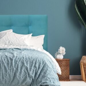 Respaldo de Cama Botoné Premium Felpa Turquesa