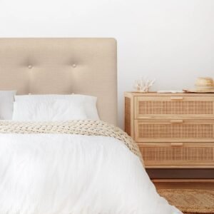 Respaldo de Cama Botoné Premium Lino Beige