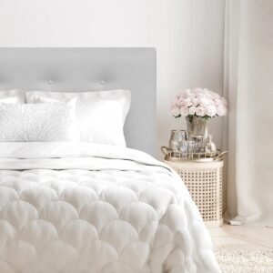 Respaldo de Cama Botoné Premium Lino Gris Plata