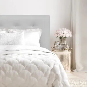 Respaldo de Cama Botoné Premium Lino Gris Plata