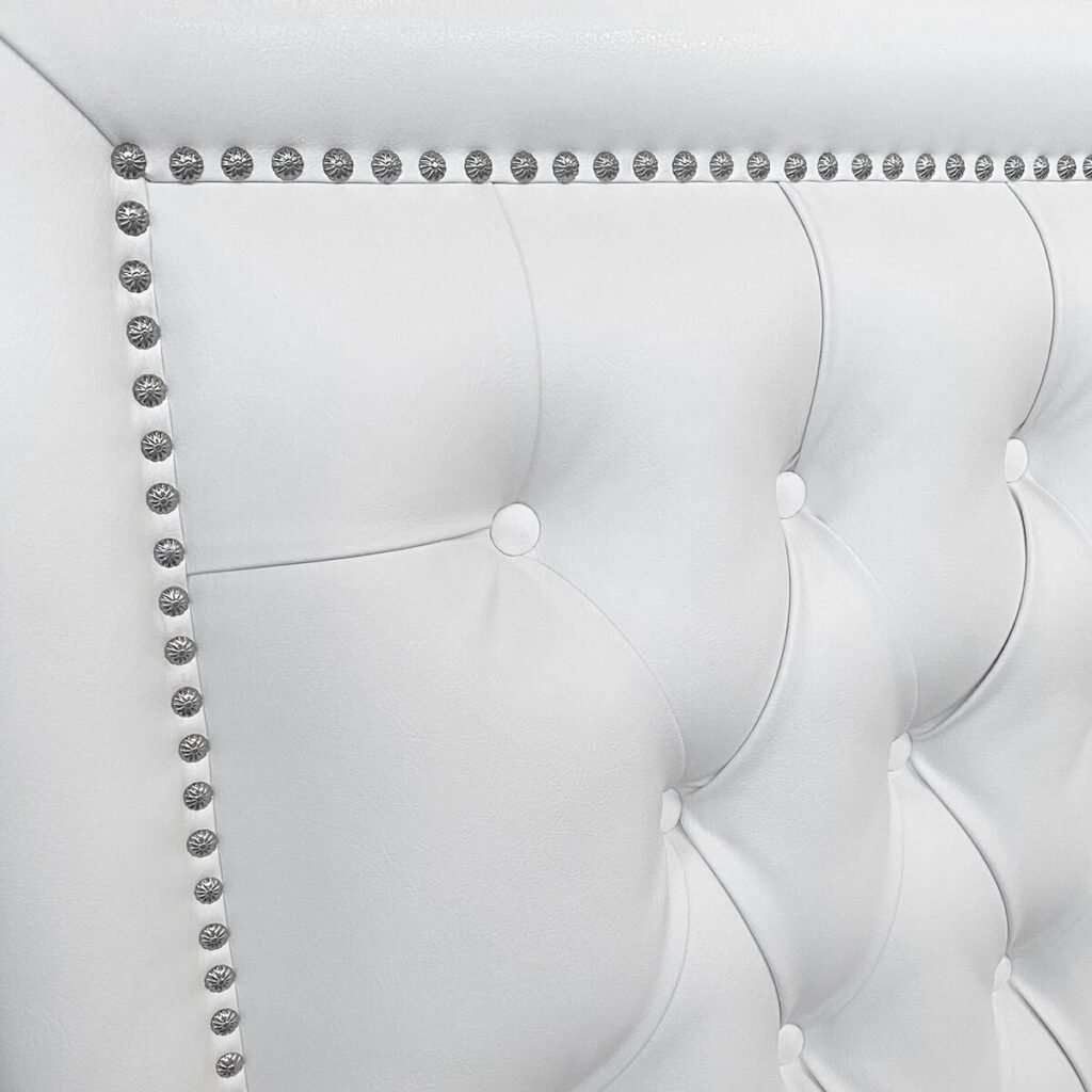 Respaldo de Cama Capitoné Frame Tachas Ecocuero Blanco
