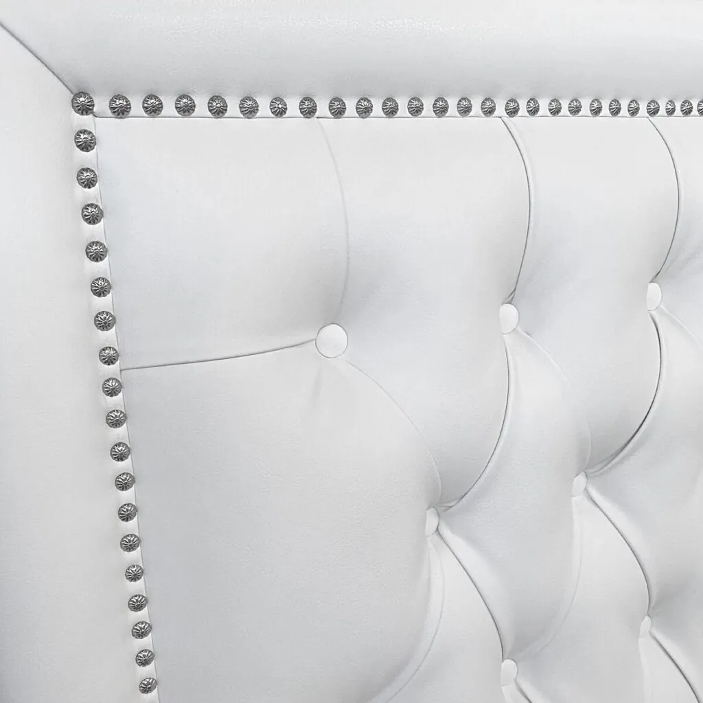 Respaldo de Cama Capitoné Frame Tachas Ecocuero Blanco