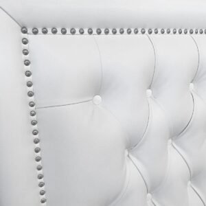 Respaldo de Cama Capitoné Frame Tachas Ecocuero Blanco