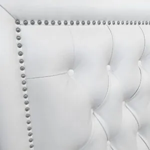 Respaldo de Cama Capitoné Frame Tachas Ecocuero Blanco