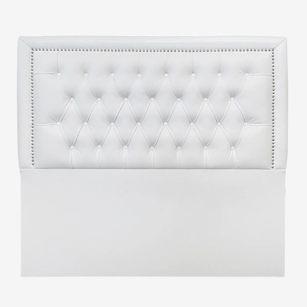 Respaldo de Cama Capitoné Frame Tachas Ecocuero Blanco
