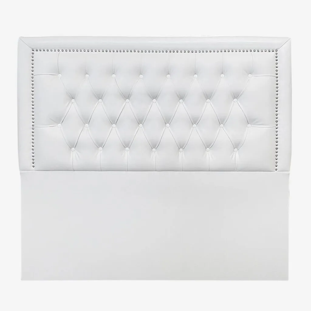 Respaldo de Cama Capitoné Frame Tachas Ecocuero Blanco