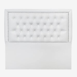 Respaldo de Cama Capitoné Frame Tachas Ecocuero Blanco