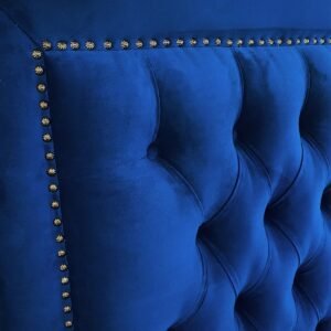 Respaldo de Cama Capitoné Frame Tachas Felpa Azul