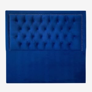 Respaldo de Cama Capitoné Frame Tachas Felpa Azul