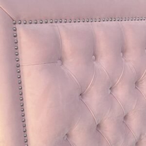 Respaldo de Cama Capitoné Frame Tachas Felpa Rosado Claro