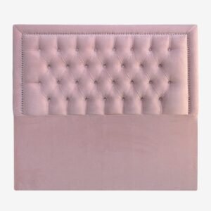 Respaldo de Cama Capitoné Frame Tachas Felpa Rosado Claro