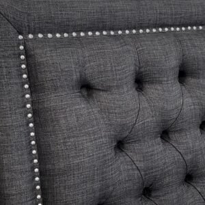 Respaldo de Cama Capitoné Frame Tachas Lino Grafito