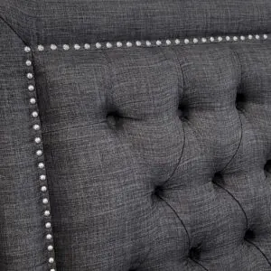 Respaldo de Cama Capitoné Frame Tachas Lino Grafito