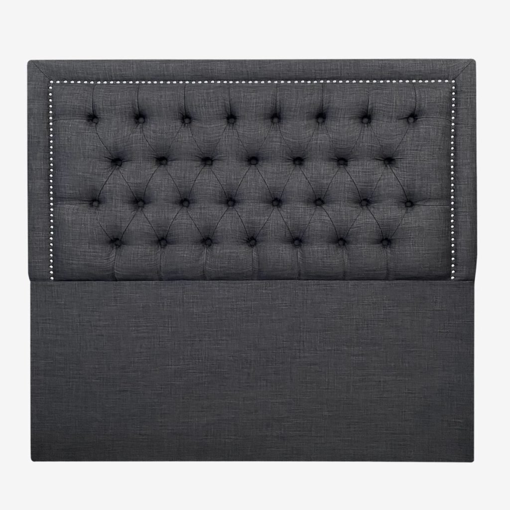 Respaldo de Cama Capitoné Frame Tachas Lino Grafito