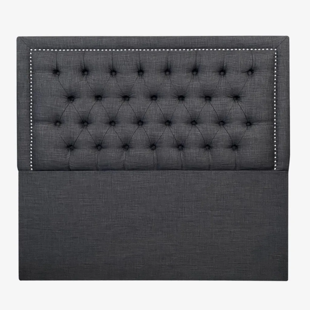 Respaldo de Cama Capitoné Frame Tachas Lino Grafito