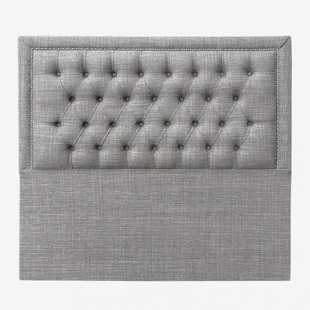 Respaldo de Cama Capitoné Frame Tachas Lino Gris Bariloche