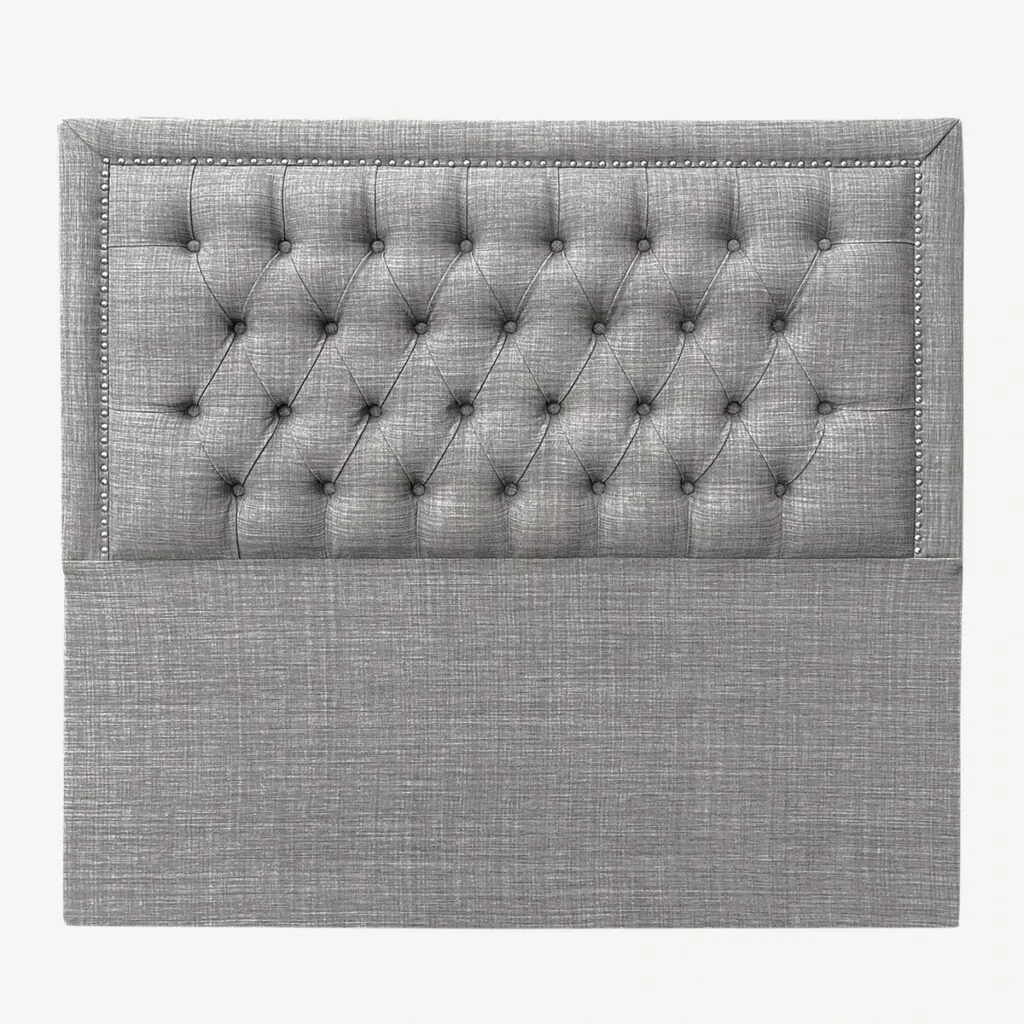 Respaldo de Cama Capitoné Frame Tachas Lino Gris Bariloche