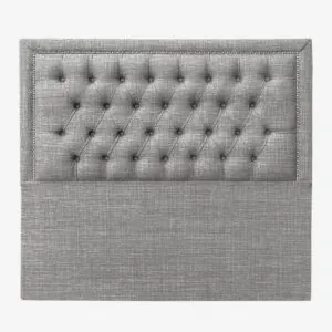 Respaldo de Cama Capitoné Frame Tachas Lino Gris Bariloche