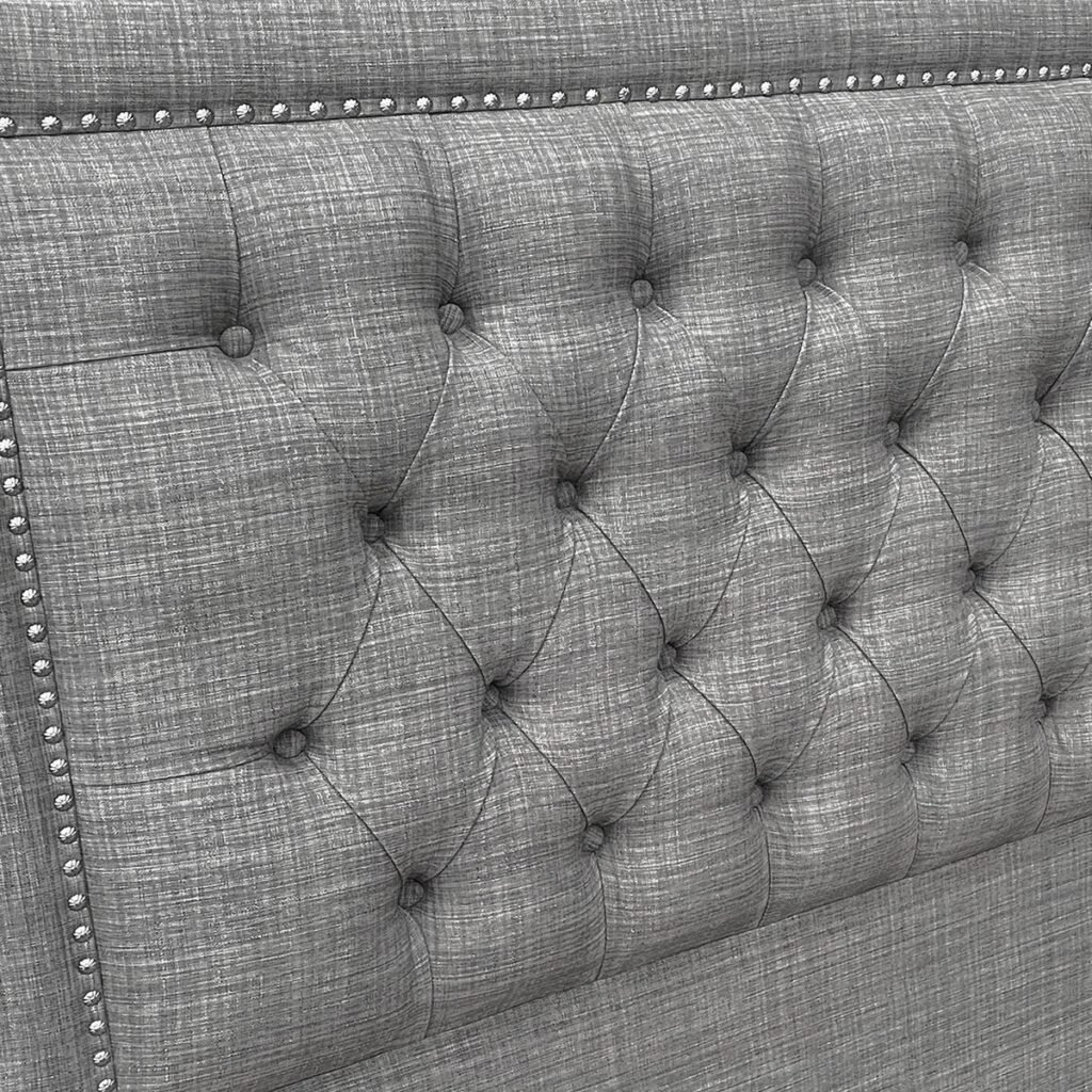 Respaldo de Cama Capitoné Frame Tachas Lino Gris Bariloche