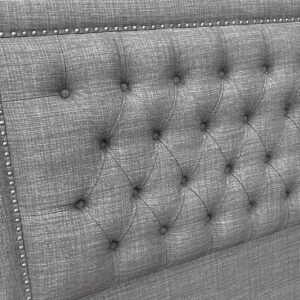 Respaldo de Cama Capitoné Frame Tachas Lino Gris Bariloche
