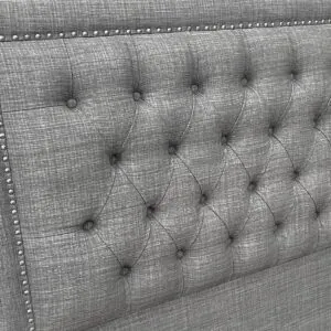 Respaldo de Cama Capitoné Frame Tachas Lino Gris Bariloche