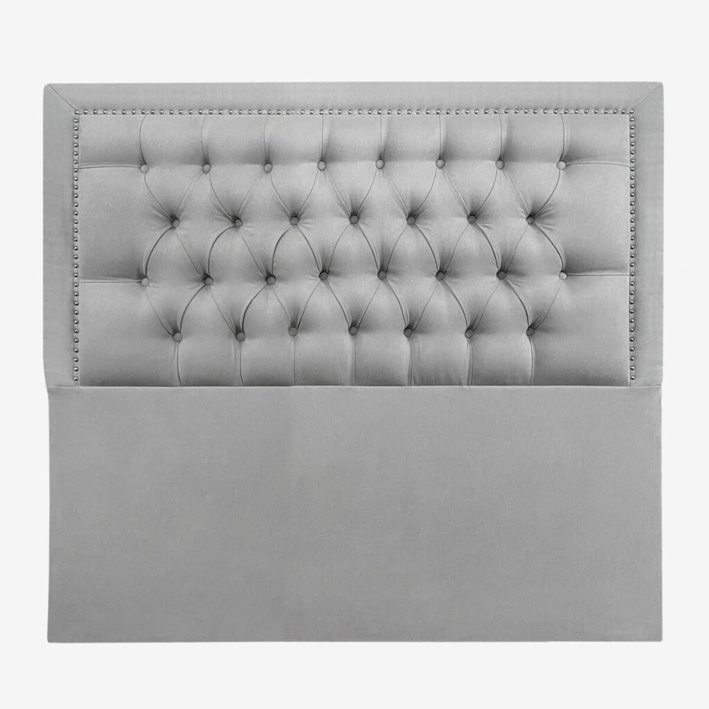 Respaldo Capitoné Frame Tachas King Lino Gris Plata