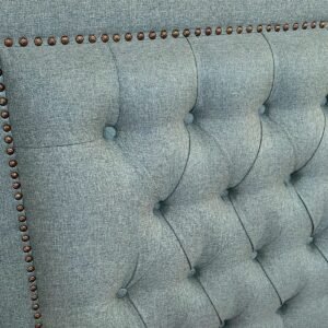 Respaldo de Cama Capitoné Frame Tachas Lino Verde Jeans