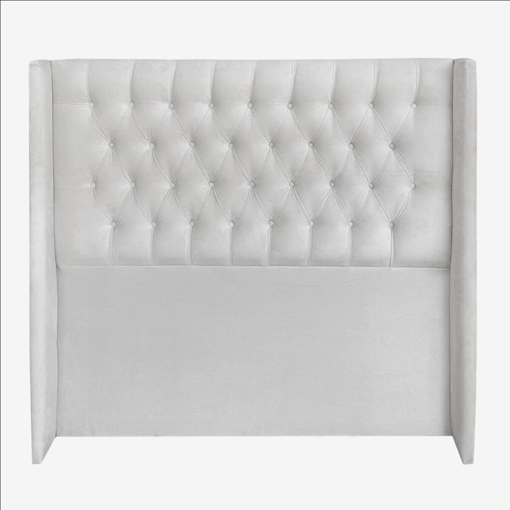 Respaldo de Cama Capitoné Wing Recto Felpa Crudo
