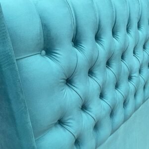 Respaldo de Cama Capitoné Wing Recto Felpa Turquesa