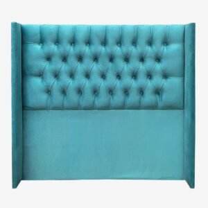 Respaldo de Cama Capitoné Wing Recto Felpa Turquesa