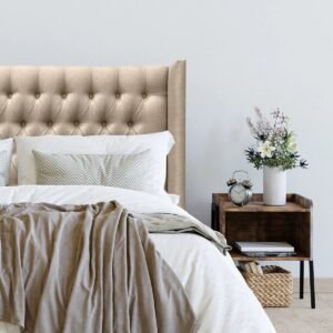 Respaldo de Cama Capitoné Wing Recto Lino Beige