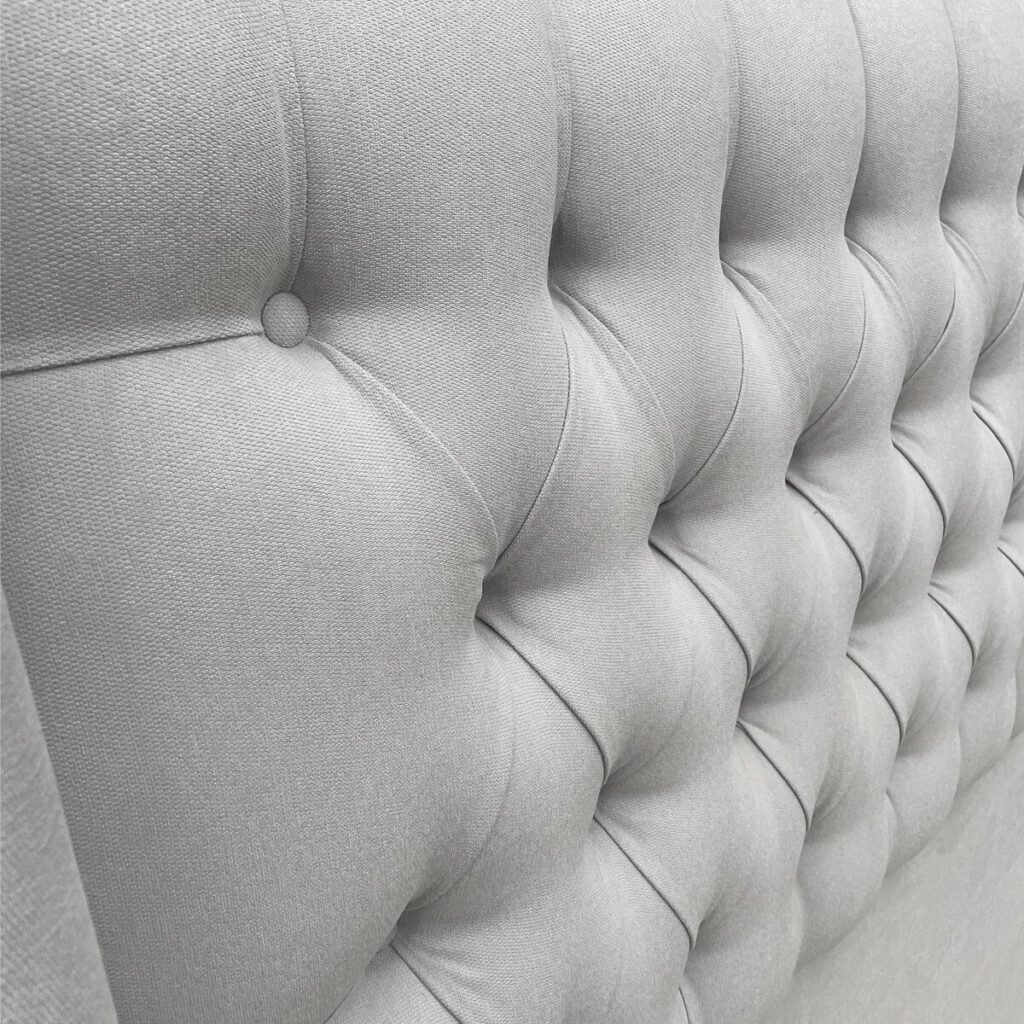 Respaldo de Cama Capitoné Wing Recto Lino Gris Plata