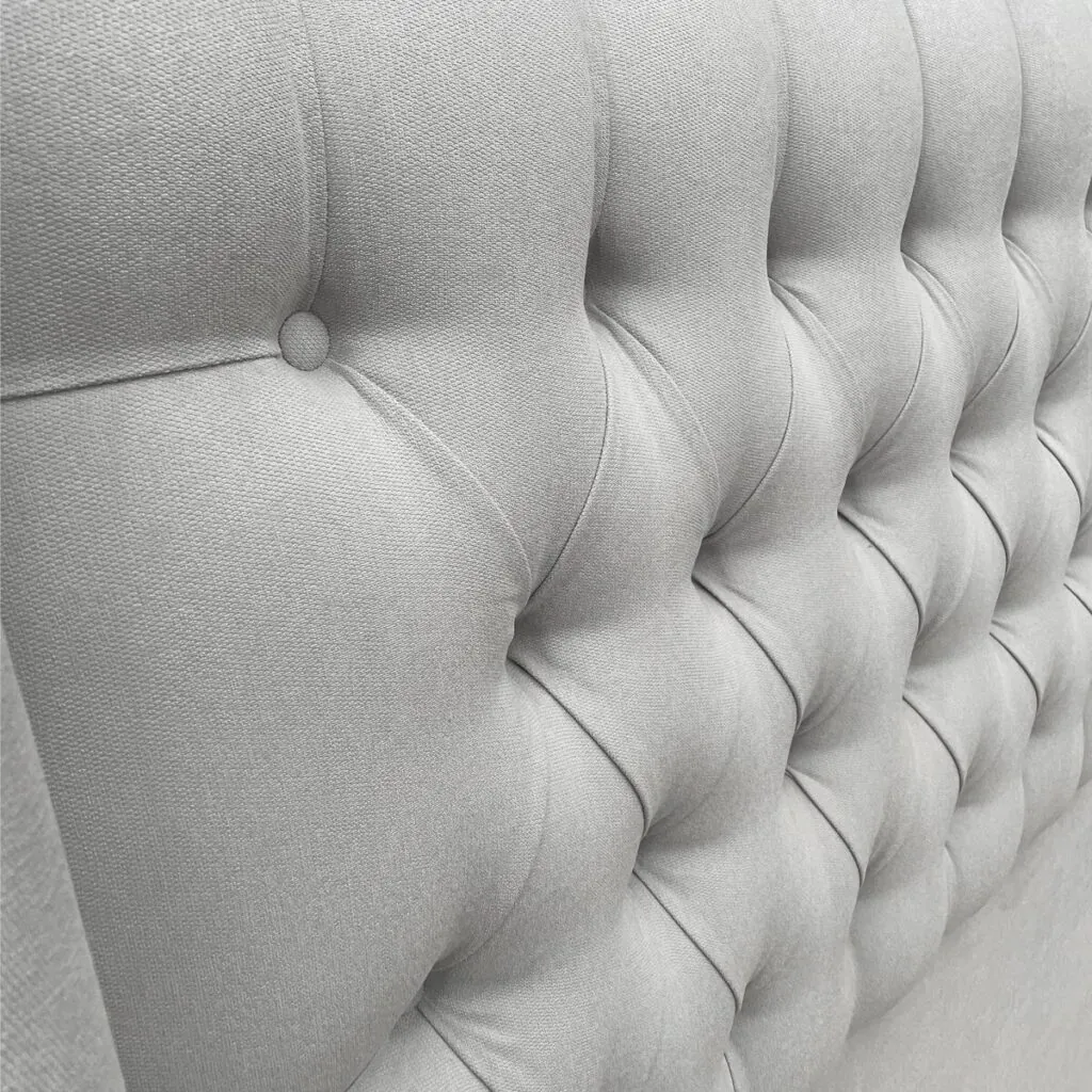 Respaldo de Cama Capitoné Wing Recto Lino Gris Plata
