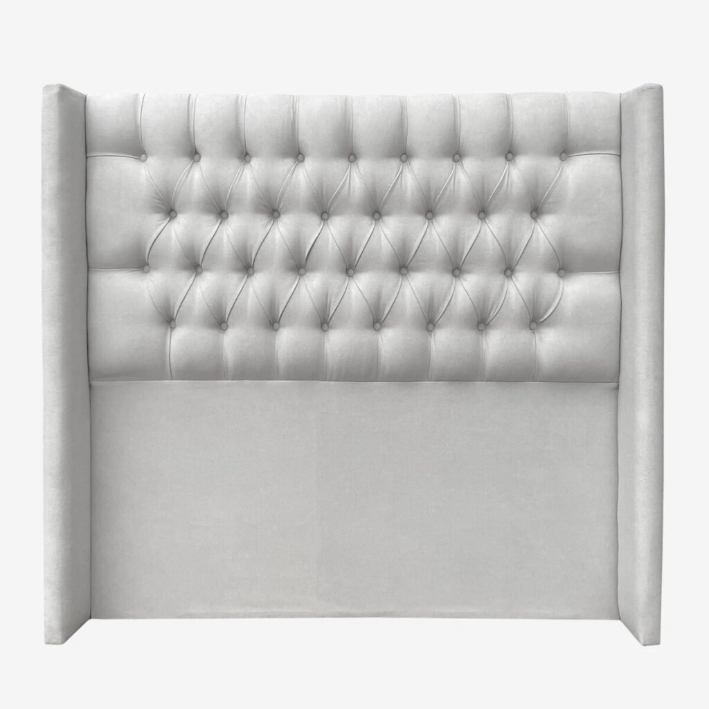 Respaldo de Cama Capitoné Wing Recto Lino Gris Plata