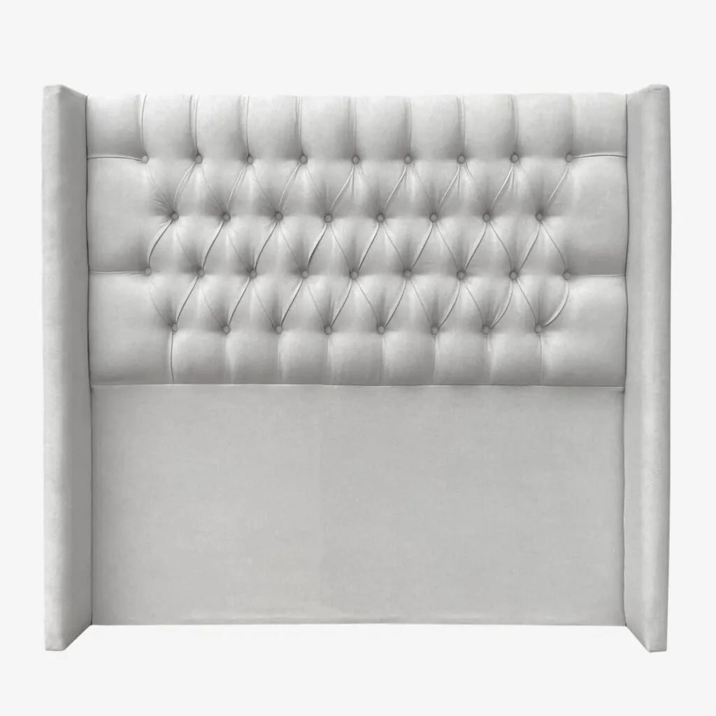 Respaldo de Cama Capitoné Wing Recto Lino Gris Plata