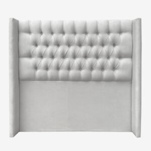 Respaldo de Cama Capitoné Wing Recto Lino Gris Plata